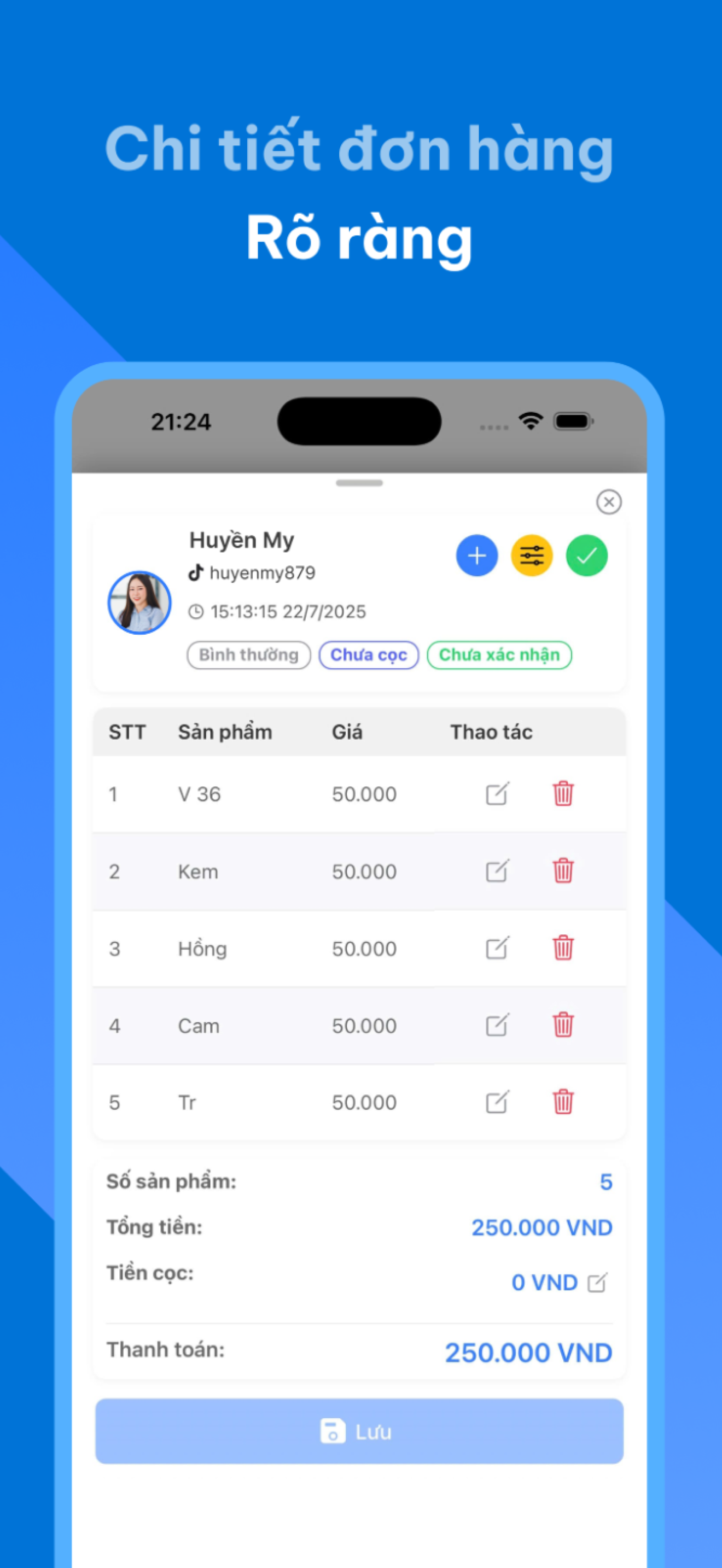 Chi tiết đơn hàng