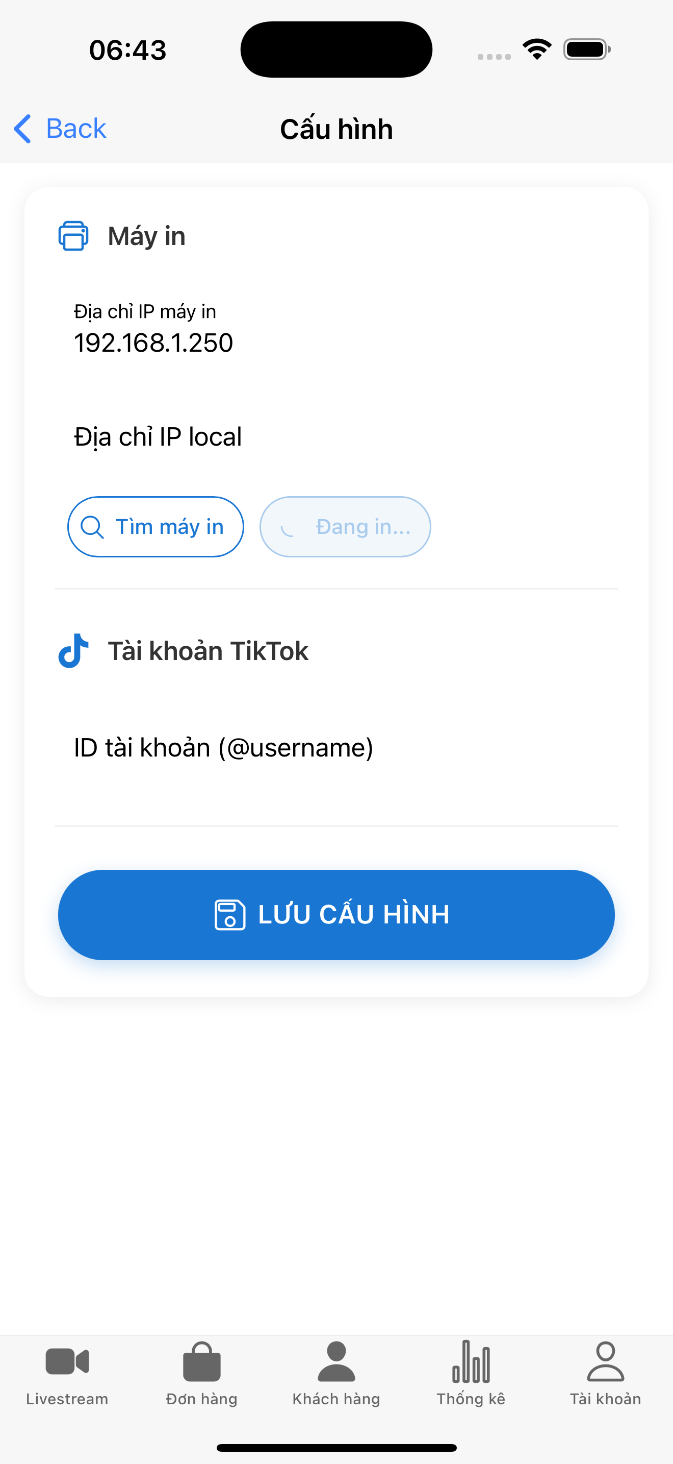 Cấu hình máy in